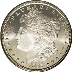 	1885-CC S$1 MS65 Deep Mirror Prooflike PCGS. With no t 1885-CC