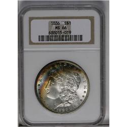 	1886 S$1 MS66 NGC. Lustrous surfaces are untoned save 1886
