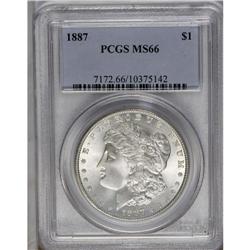	1887 S$1 MS66 PCGS. Untoned surfaces display a fine-gr 1887
