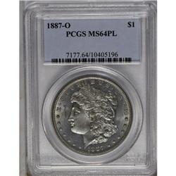 	1887-O S$1 MS64 Prooflike PCGS. Generally boldly struc 1887-O
