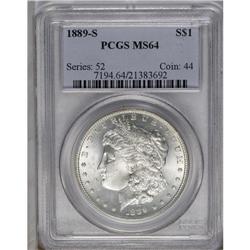 	1889-S S$1 MS64 PCGS. Well struck save for minor weakn 1889-S