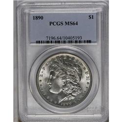 	1890 S$1 MS64 PCGS. Untoned surfaces reveal a fine-gra 1890