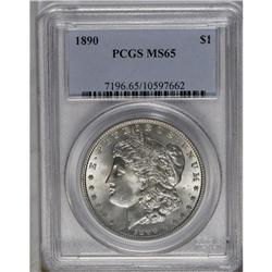 	1890 S$1 MS65 PCGS. Vibrant luster and delicate tan to 1890