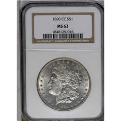 	1890-CC S$1 MS63 NGC. The obverse is lightly abraded a 1890-CC