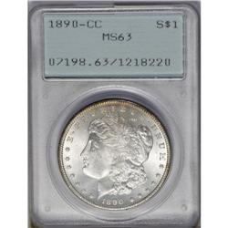 	1890-CC S$1 MS63 PCGS. This sharply struck and nearly 1890-CC