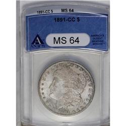 	1891-CC S$1 MS64 ANACS. Touches of light gray, orange, 1891-CC