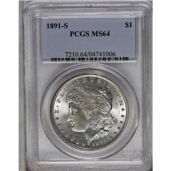 	1891-S S$1 MS64 PCGS. Icy white, untoned surfaces with 1891-S