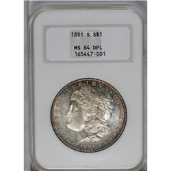 	1891-S S$1 MS64 Deep Mirror Prooflike NGC. Rose-red fr 1891-S