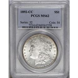	1892-CC S$1 MS62 PCGS. This scarce date CC-mint dollar 1892-CC