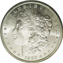 	1892-CC S$1 MS64 PCGS. Well struck and brilliant with 1892-CC