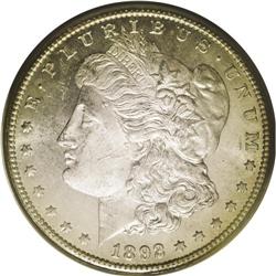 	1892-CC S$1 MS63 Prooflike PCGS. Superbly contrasting, 1892-CC