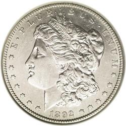 	1892-S S$1 AU55 NGC. Untoned and brilliant with minima 1892-S