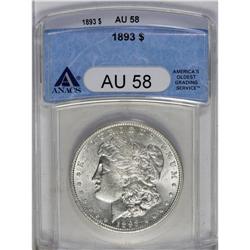 	1893 S$1 AU58 ANACS. A trifle soft in the centers, thi 1893