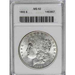 	1893 S$1 MS62 ANACS. Bright and lustrous overall. A fe 1893