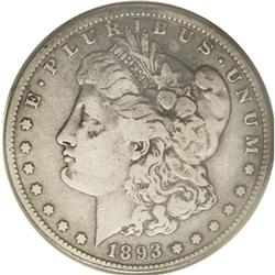 	1893-S S$1 Fine 15 PCGS. Both sides of this moderately 1893-S