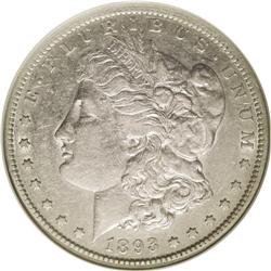 	1893-S S$1 XF45 NGC. Light silvery-gray surfaces with 1893-S