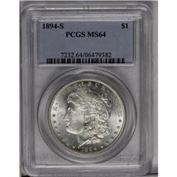 	1894-S S$1 MS64 PCGS. This better date silver dollar h 1894-S