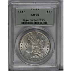 	1897 S$1 MS65 PCGS. Virtually untoned with the expecte 1897
