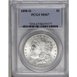 	1898-O S$1 MS67 PCGS. This stone-white Superb Gem poss 1898-O
