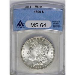 	1899 S$1 MS64 ANACS. A firmly struck example which is 1899