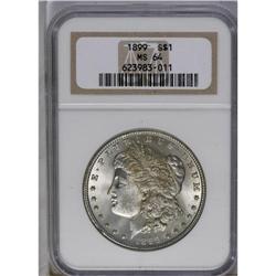 	1899 S$1 MS64 NGC. The otherwise silver-white surfaces 1899