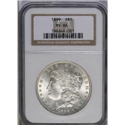	1899 S$1 MS66 NGC. A crisply struck silver-gray piece 1899