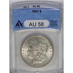 	1901 S$1 AU58 ANACS. Elusive and costly any finer, thi 1901