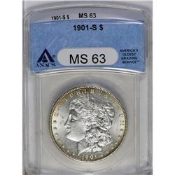 	1901-S S$1 MS63 ANACS. Orange and rose peripheral toni 1901-S