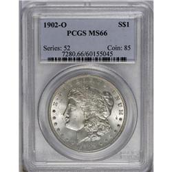 	1902-O S$1 MS66 PCGS. Dappled sky-gray toning attests 1902-O