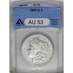 	1903-S S$1 AU53 ANACS. Gently toned in sky-blue and ta 1903-S