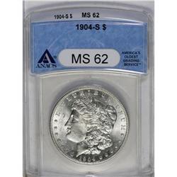 	1904-S S$1 MS62 ANACS. Untoned and satiny, with bright 1904-S