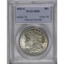 	1921-S S$1 MS65 PCGS. Boldly struck and well preserved 1921-S