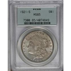 	1921-S S$1 MS65 PCGS. Well struck on the portrait and 1921-S