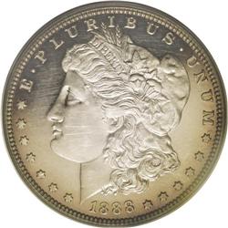 	1888 S$1 PR63 Cameo PCGS. The faint pink-champagne iri 1888