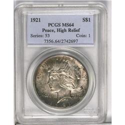 	1921 S$1 MS64 PCGS. A rich layer of speckled patina co 1921