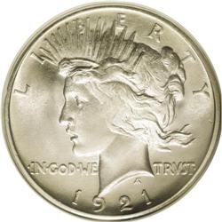 	1921 S$1 MS66 NGC. A fully brilliant and highly lustro 1921