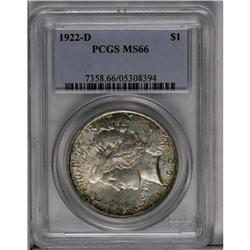 	1922-D S$1 MS66 PCGS. Splashes of lovely golden-brown 1922-D