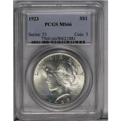 	1923 S$1 MS66 PCGS. Well struck with a beautiful frost 1923