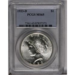 	1923-D S$1 MS65 PCGS. Sparkling luster and sharply str 1923-D