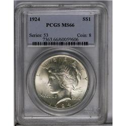 	1924 S$1 MS66 PCGS. Lovely champagne-gold toning adorn 1924