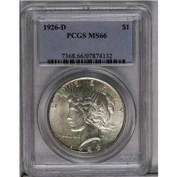 	1926-D S$1 MS66 PCGS. A thin coating of opaque-tan pat 1926-D