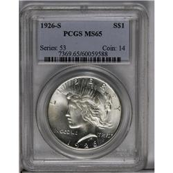 	1926-S S$1 MS65 PCGS. Flashy and very bright, with an 1926-S