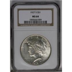 	1927-S S$1 MS64 NGC. This is a highly appealing near-G 1927-S