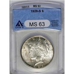	1928-S S$1 MS63 ANACS. Scattered, subtle russet color 1928-S