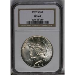 	1928-S S$1 MS63 NGC. VAM-3. A Top 50 Variety. The init 1928-S