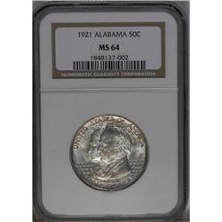 	1921 50C Alabama MS64 NGC. Variegated ice-blue and bei 1921