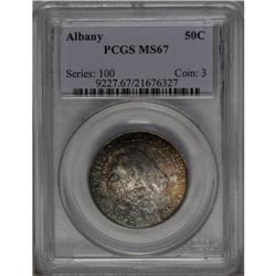 	1936 50C Albany MS67 PCGS. Superb sunset-red crimson, 1936