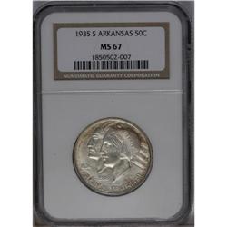 	1935-S 50C Arkansas MS67 NGC. Well struck with pearl-b 1935-S