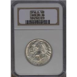 	1936-D 50C Arkansas MS66 NGC. This is a scarce issue w 1936-D