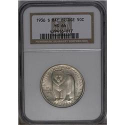 	1936-S 50C Bay Bridge MS66 NGC. A delightful Gem with 1936-S